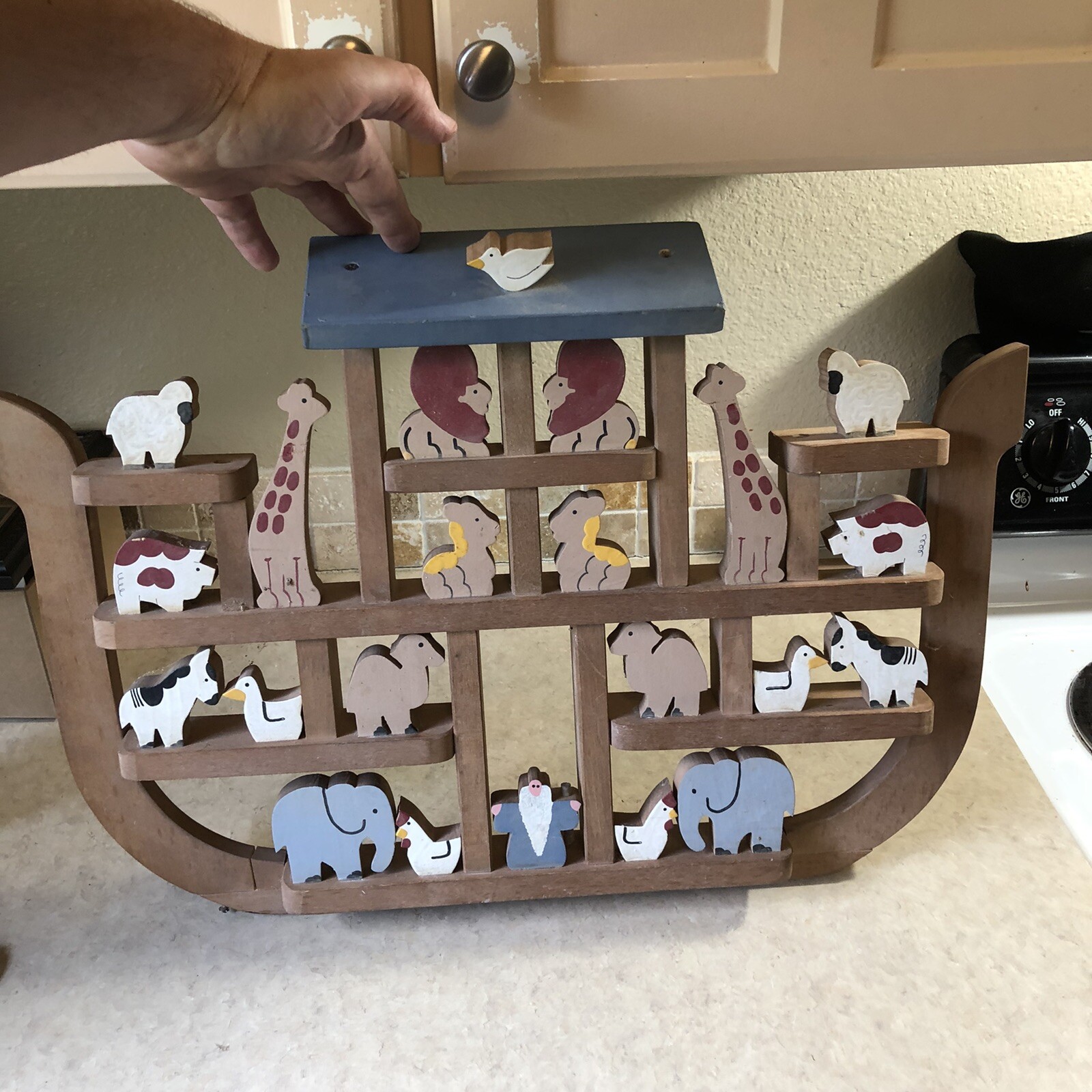 Duncan Anderson Handcrafted Wood Wooden Noah Ark w Animals Wall Art Hanging 3D