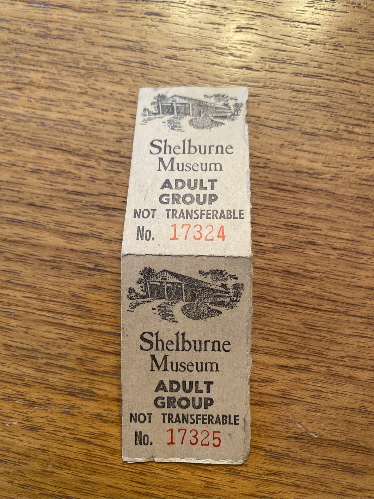 2 Vintage Shelburne Museum Tickets - Excellent Vintage Condition 1960s