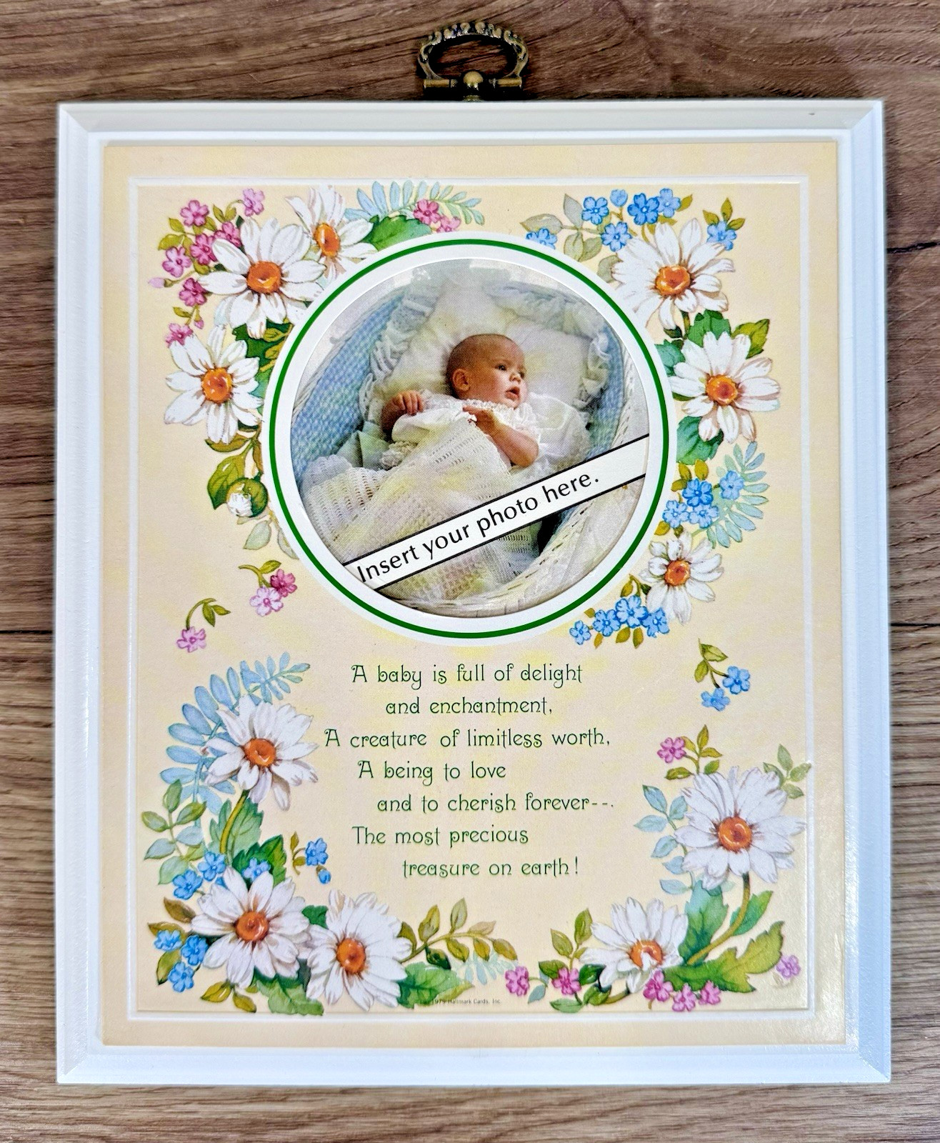 Vintage Hallmark Baby Photo Frame Plaque Daisy Nursery Poem Wall Decor 1970s
