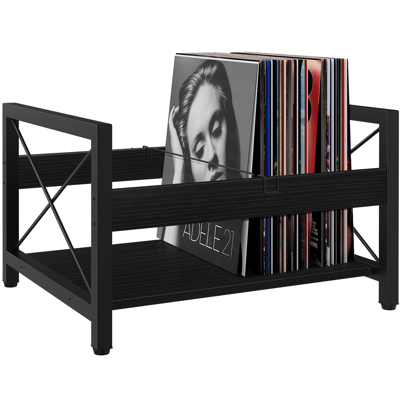 Vinyl Record Holder, Wooden Record Crate Fits 7” -12” Records, Vinyl Shelf Ho...