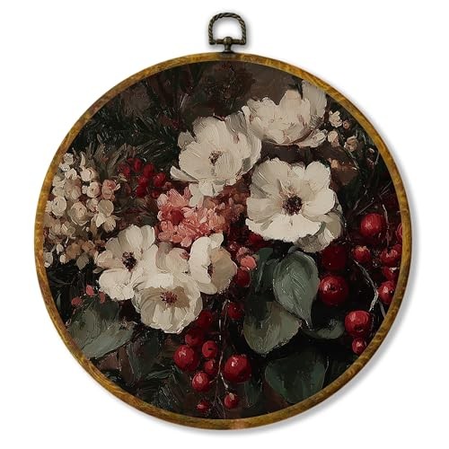 shiviody Vintage Christmas Floral Canvas Wall Art Decor, Rustic Winter 30