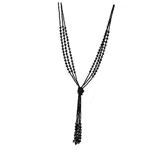  Vintage-Inspired Charcoal Black Beaded Necklace for Women – 1920s Gatsby 