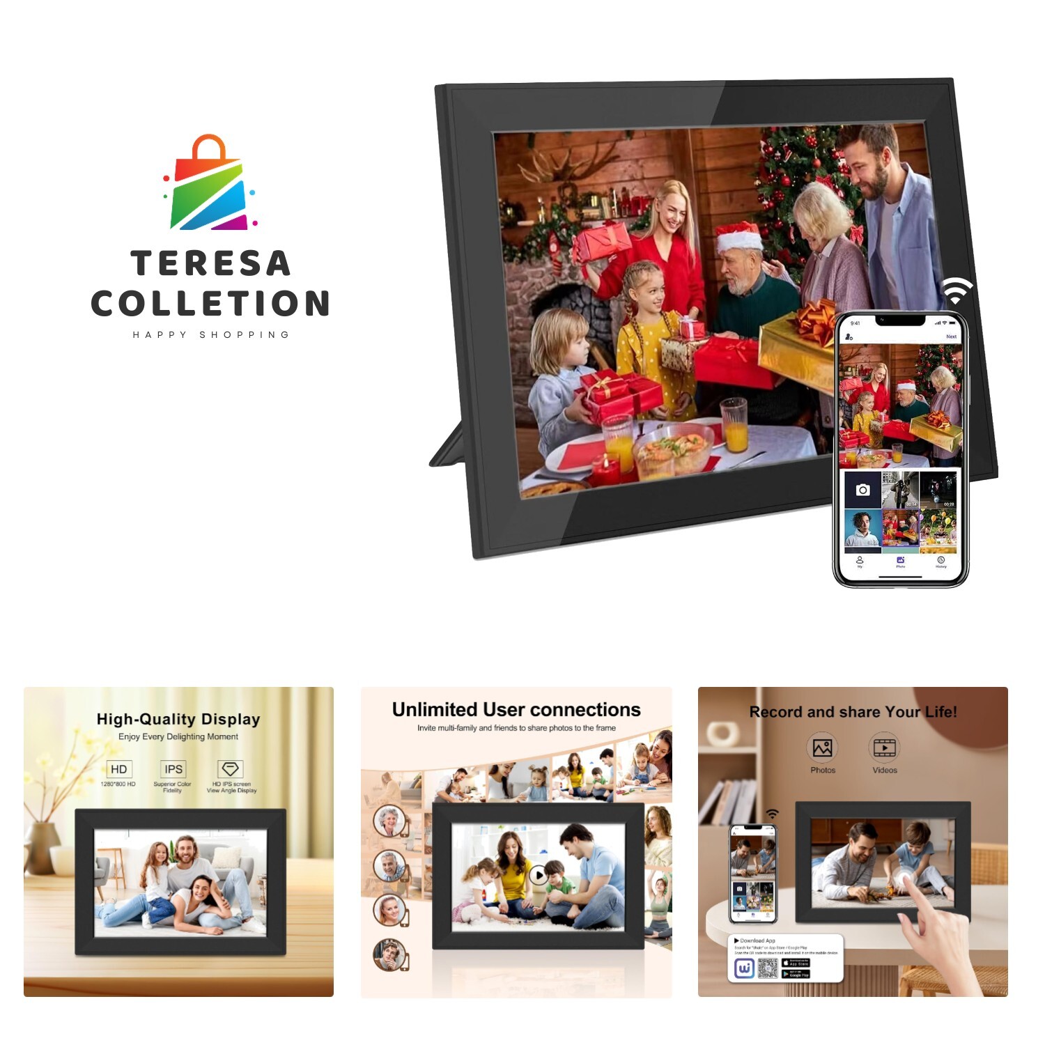 10.1 Inch WiFi Digital Picture Frame, Smart Electronic Clound Digital Photo F...