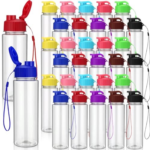 30 Pieces Water Bottle Bulk 17 oz Plastic Sports Multicolored Classic Style