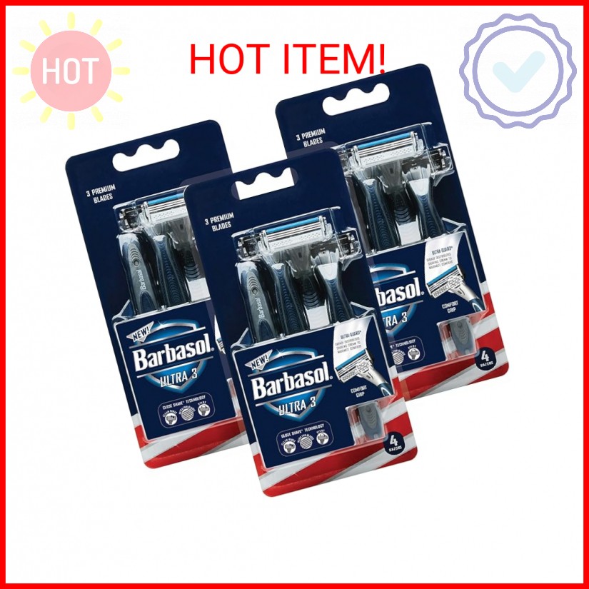 Barbasol Ultra 3 Premium Disposable Razor, 4 Count