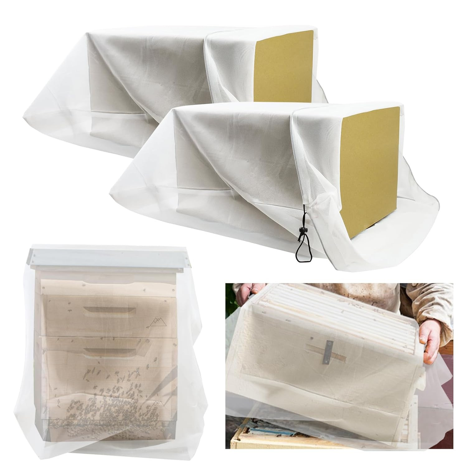 2 Pack Beehive Mesh Transport Bag, 35 × 37 Inch Breathable Bee Hive Nuc Box Pack