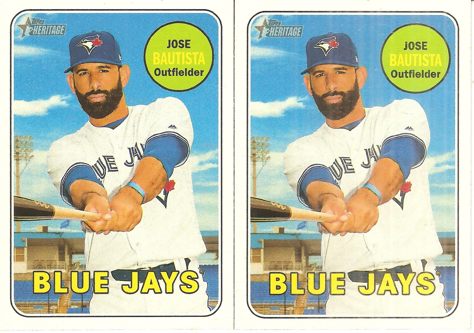 2 CARD 2018 TOPPS HERITAGE JOSE BAUTISTA BASEBALL CARD LOT