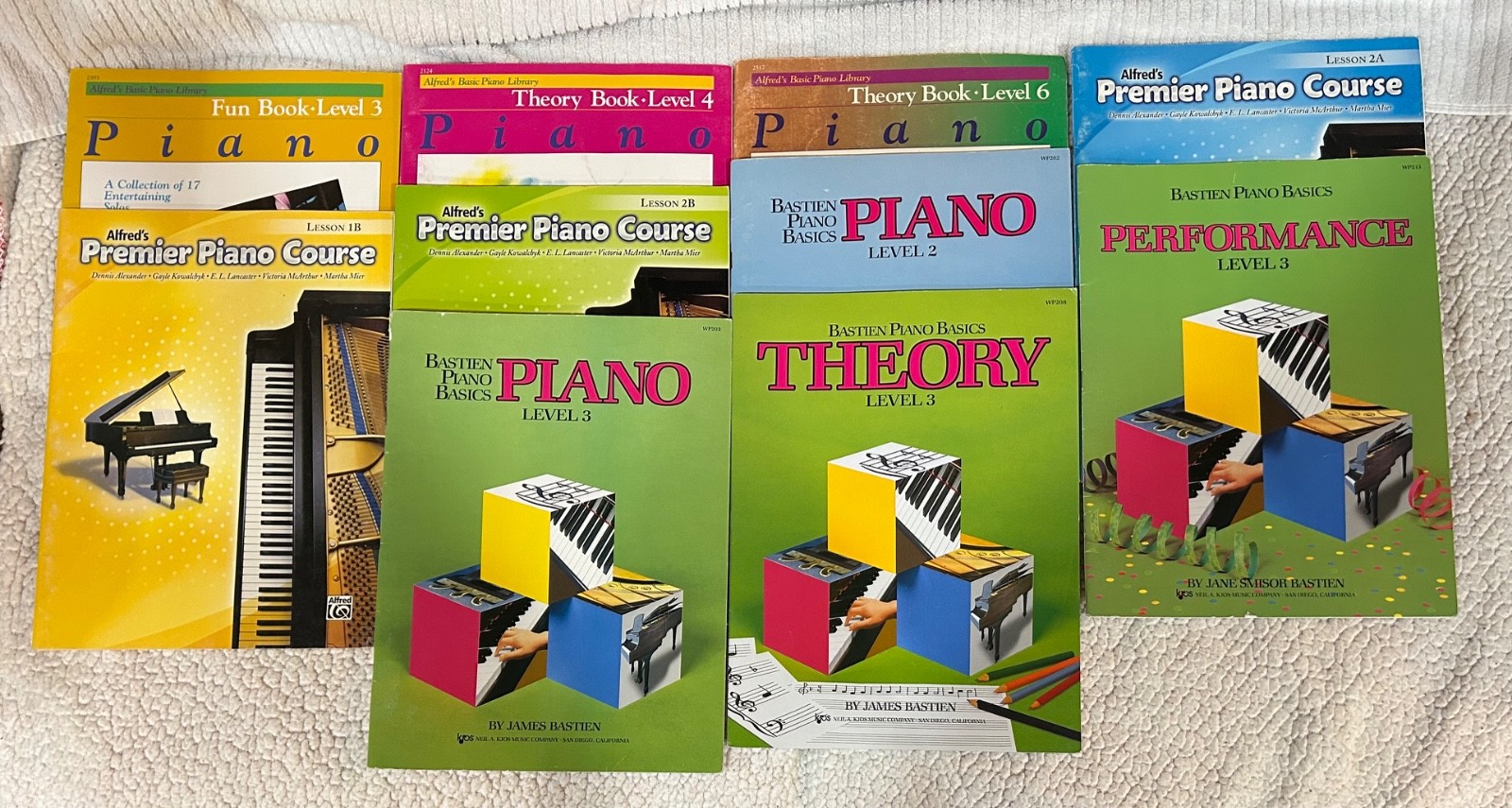 10 Piano Books -Alfred's Premier Piano Course Books And Bastien Basics