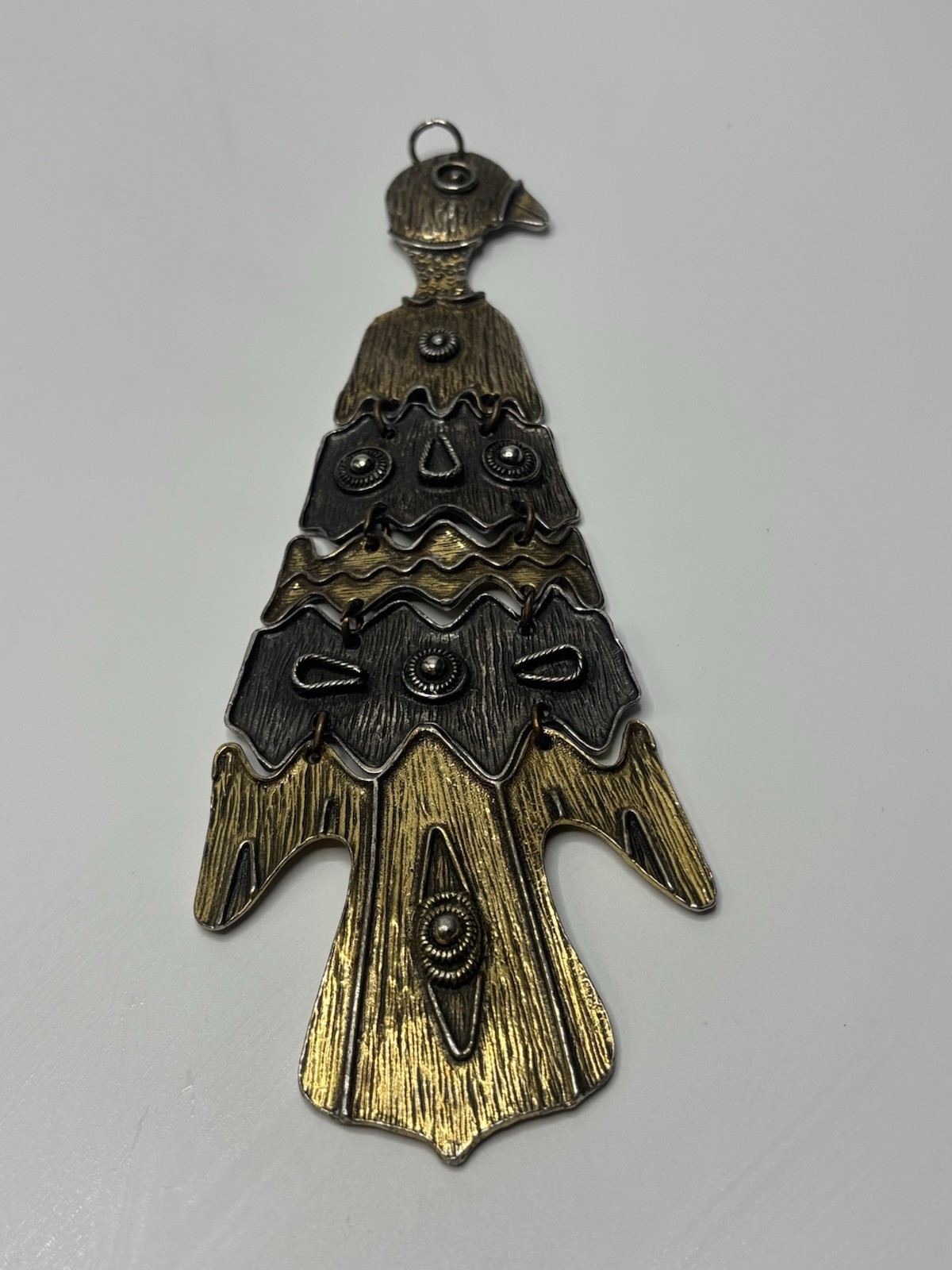 Vintage Tribal Bird Peyote Vintage Pendant 1960s  Fashion Jewelry Hinged