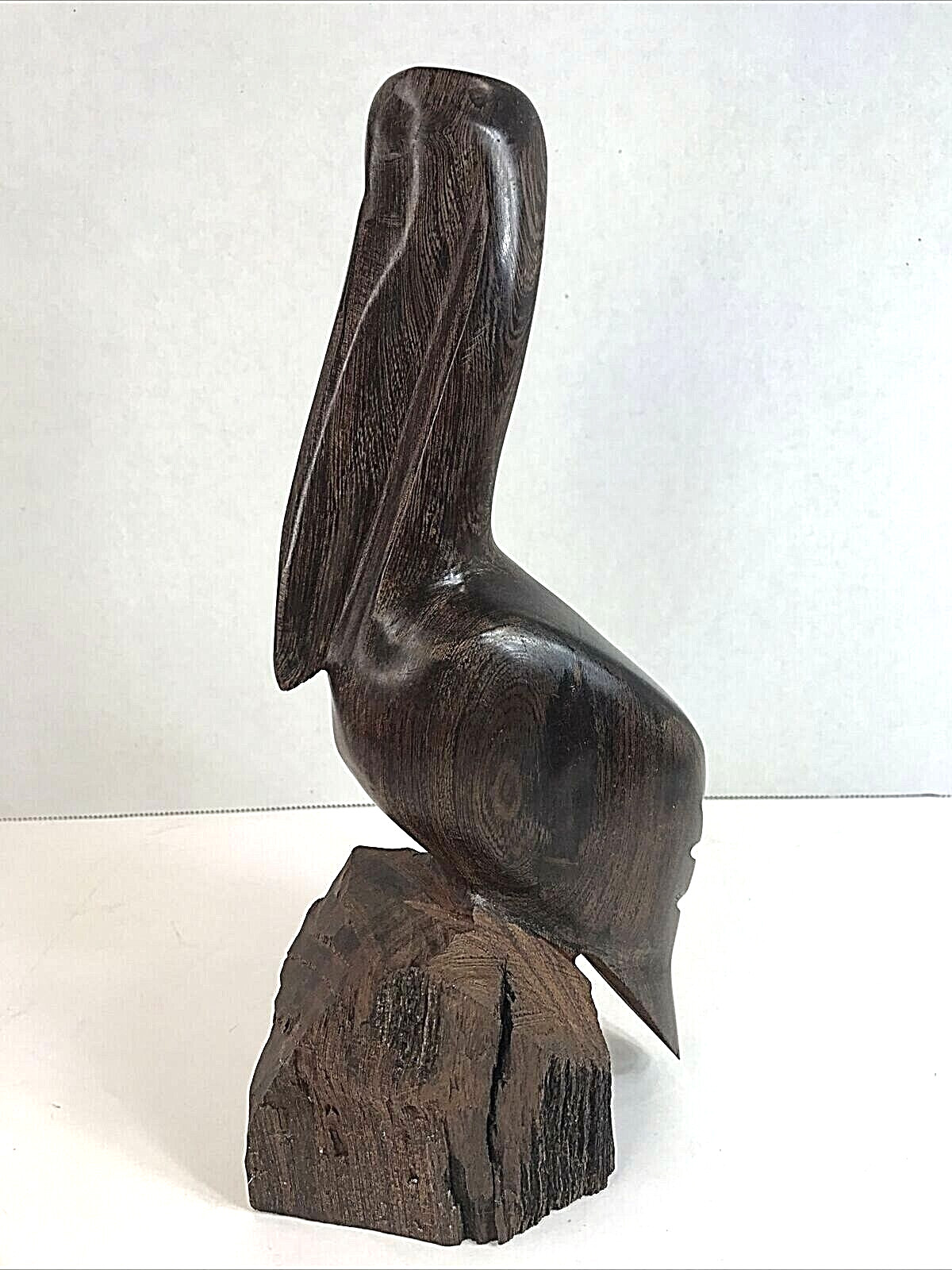 MCM Hand Carved Ironwood Pelican Bird Sculpture Figurine Nautical Beach 10.5"