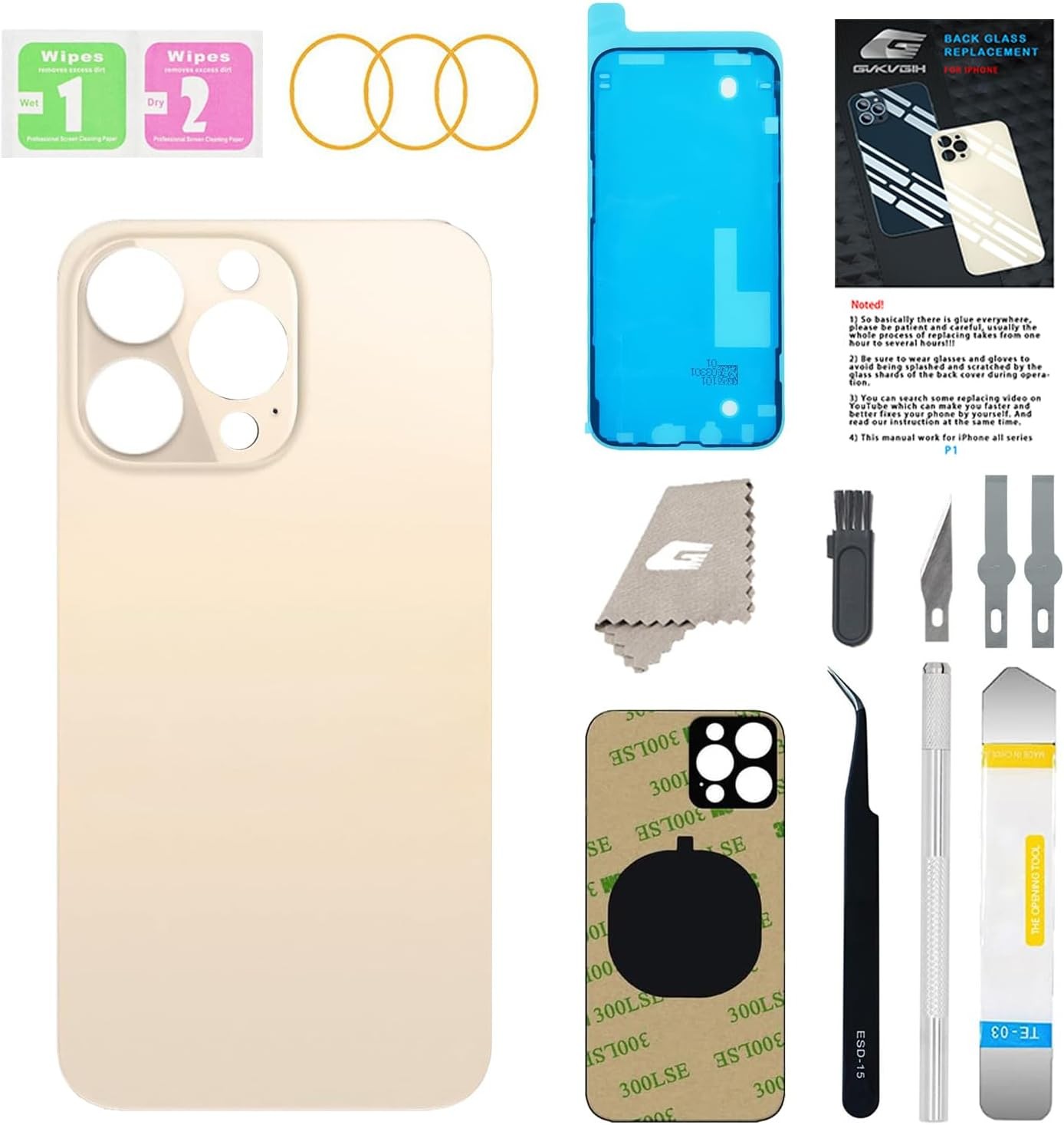 Back Glass Replacement for iPhone 13 Pro with Repir Tools Big Hole Rear Back