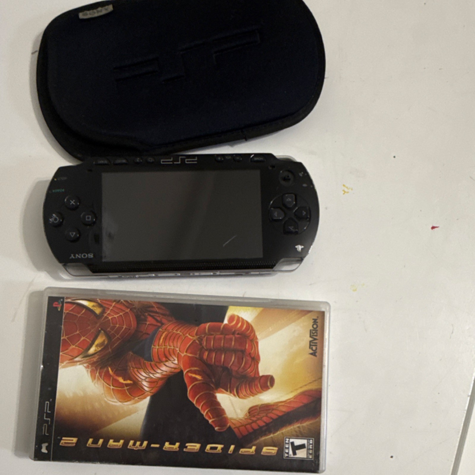 Sony PSP Console with Spider-Man Game, Game Case, Console Case, Carrying Case
