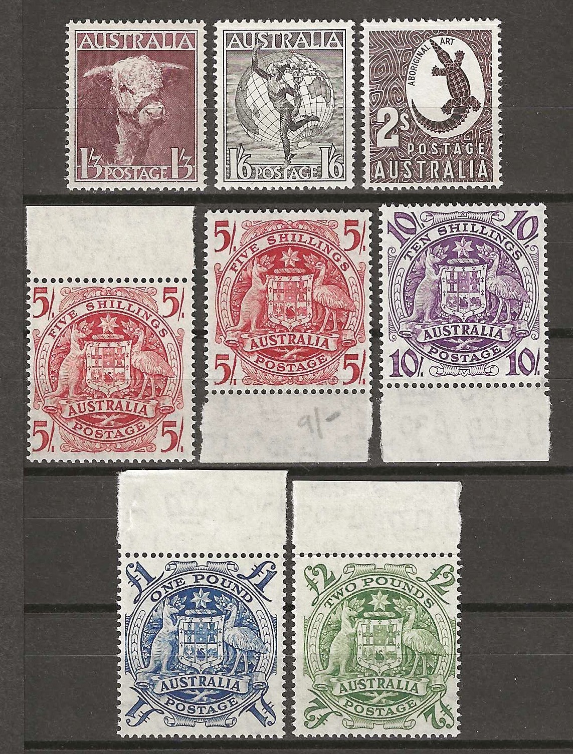 AUSTRALIA 1948/56 SG 223/224d MNH