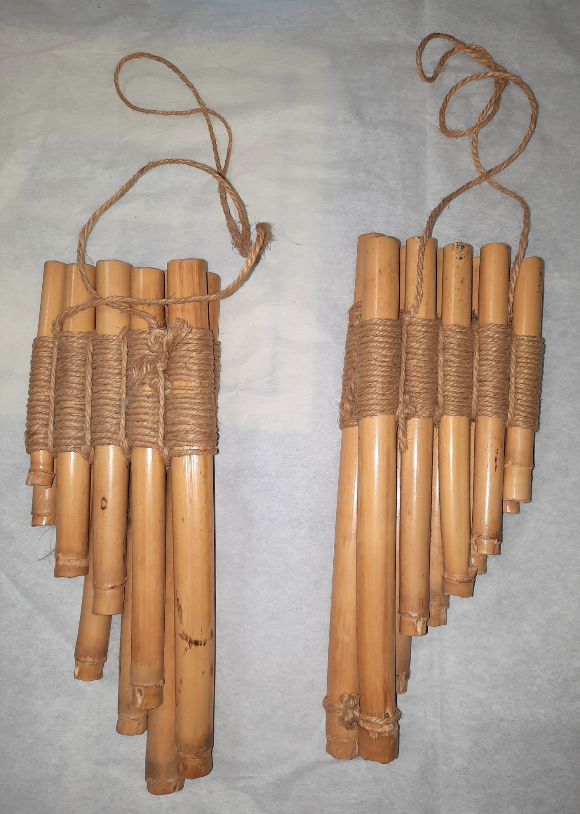 Lot of 2 - Vintage Handmade (?) Bamboo Ecuadorian Zampona Pan Flutes