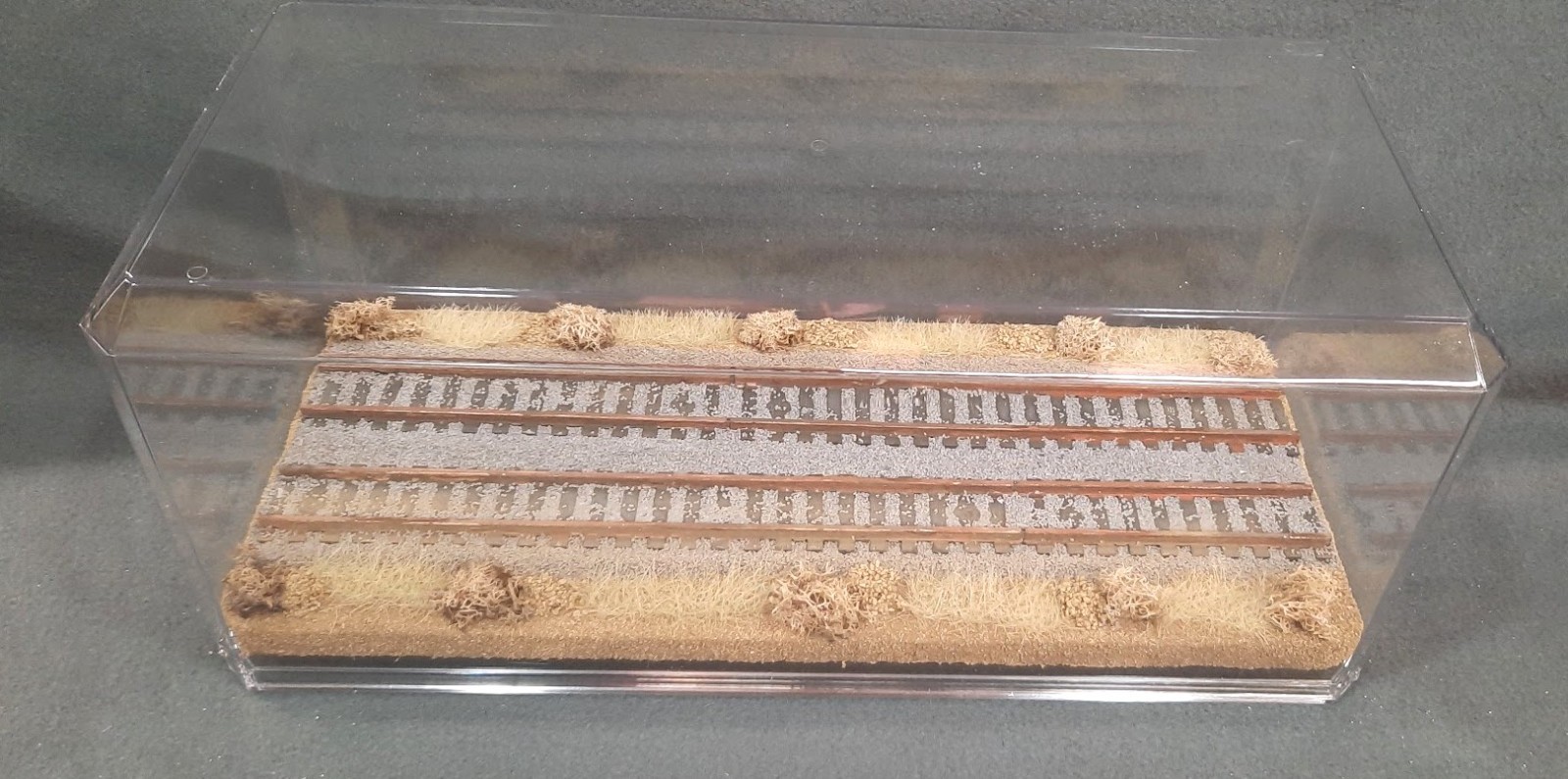 S SCALE  16" DOUBLE TRACK  DISPLAY CASE- "DESERT SCENE"-FOR  ANY S TRAINS