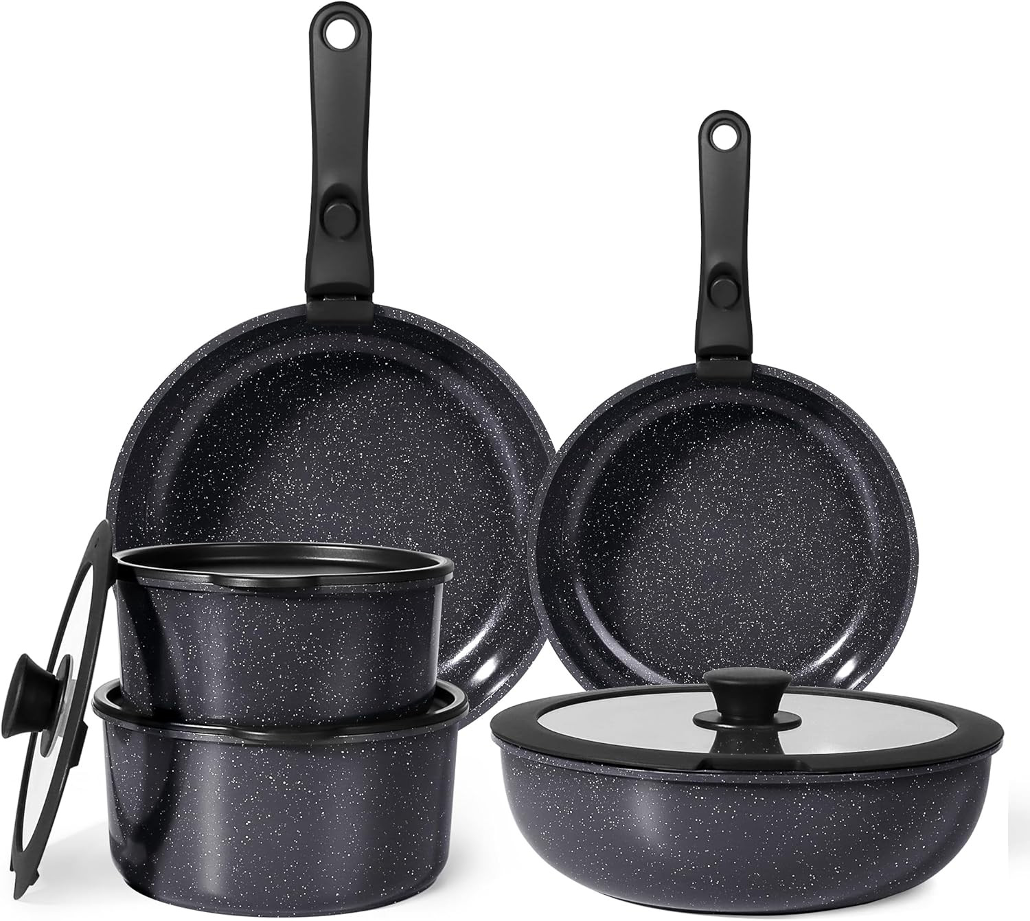 Ceramic Pots and Pans Set Non Stick, 11 Piece Nonstick Detachable Handle Cookwar