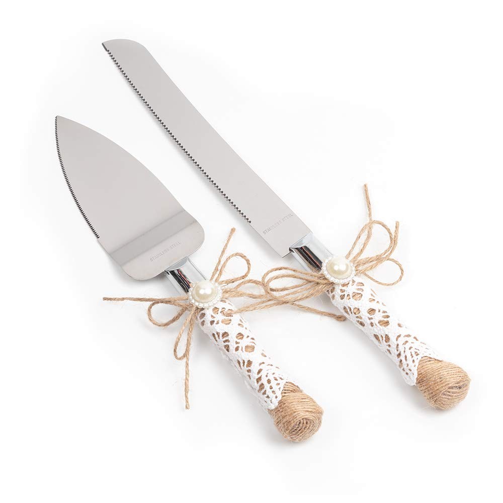 Rustic Wedding Cake Serving Set Knife Server Pizza Pie Anniversaries Parties