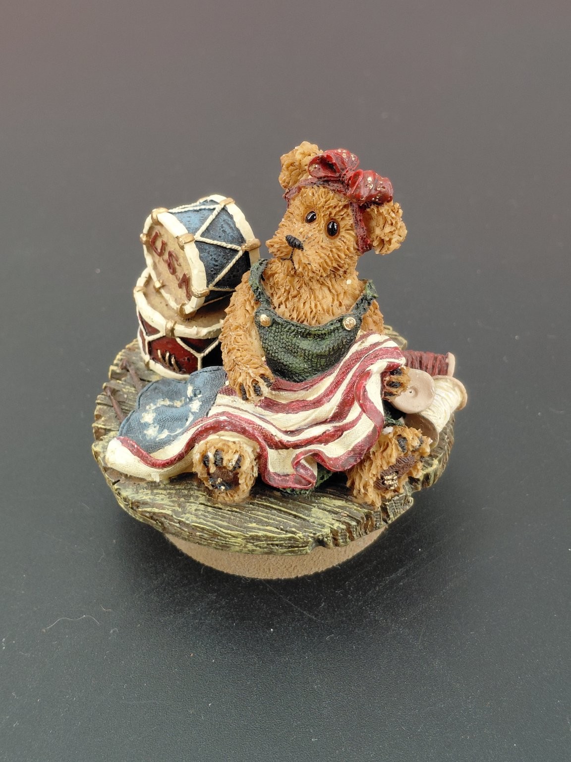 Vintage BC Bear Figurine Patriotic Americana USA Drums