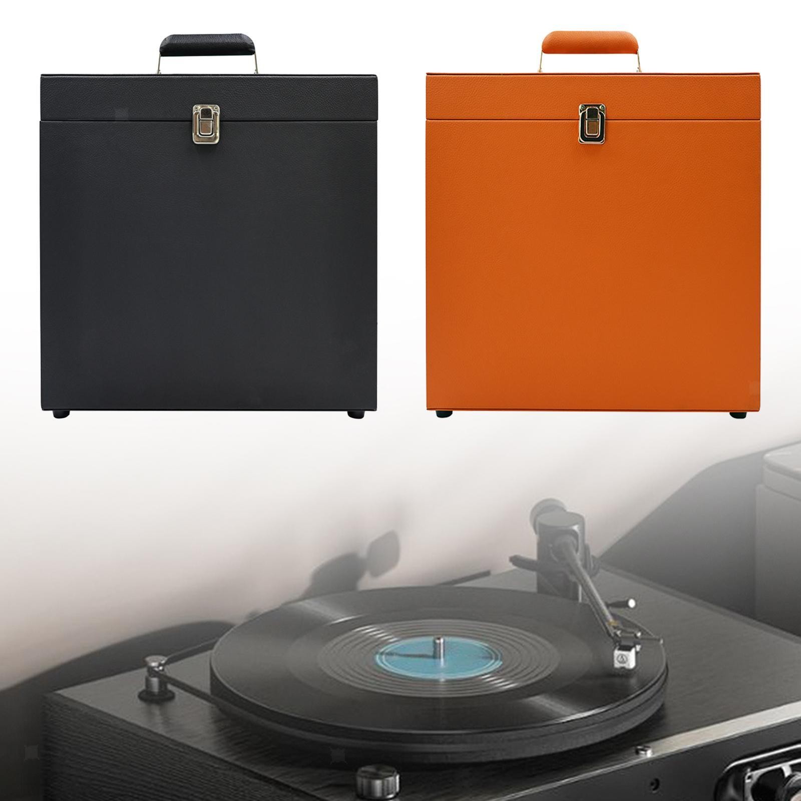 Vinyl Record Case Classic with Handle Holds up to 30 LPs Stylish Organizer