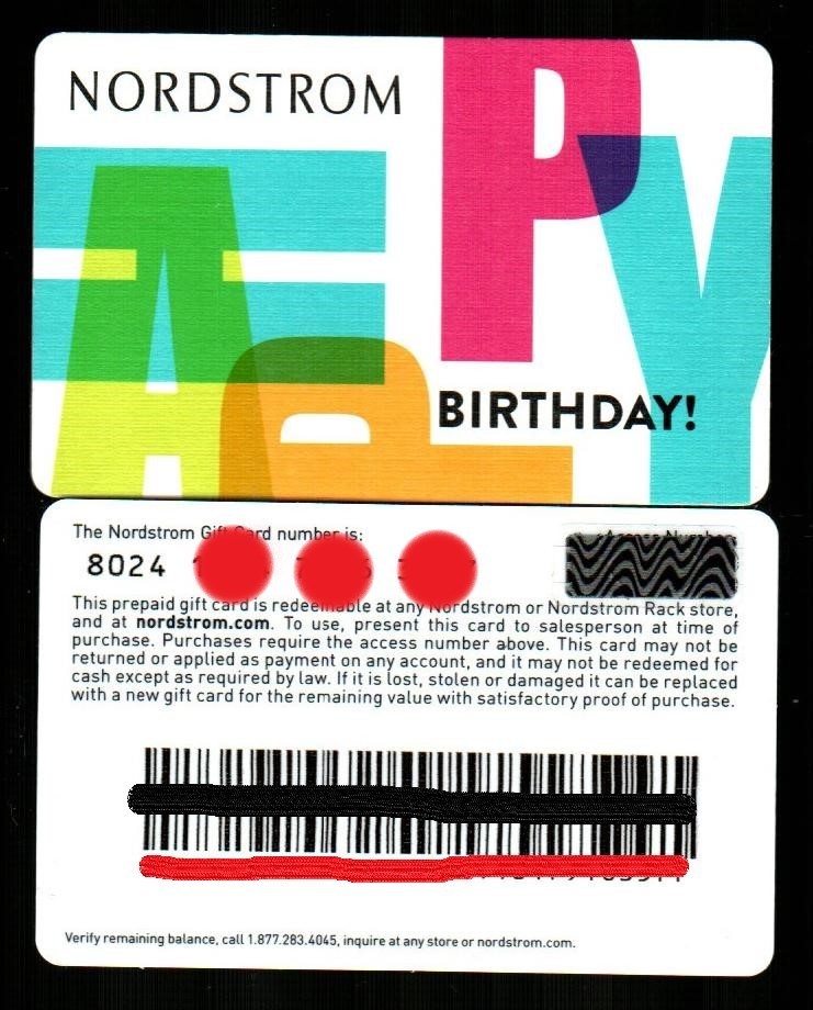 NORDSTROM Happy Birthday ( 2014 ) Gift Card ( $0 ) V2