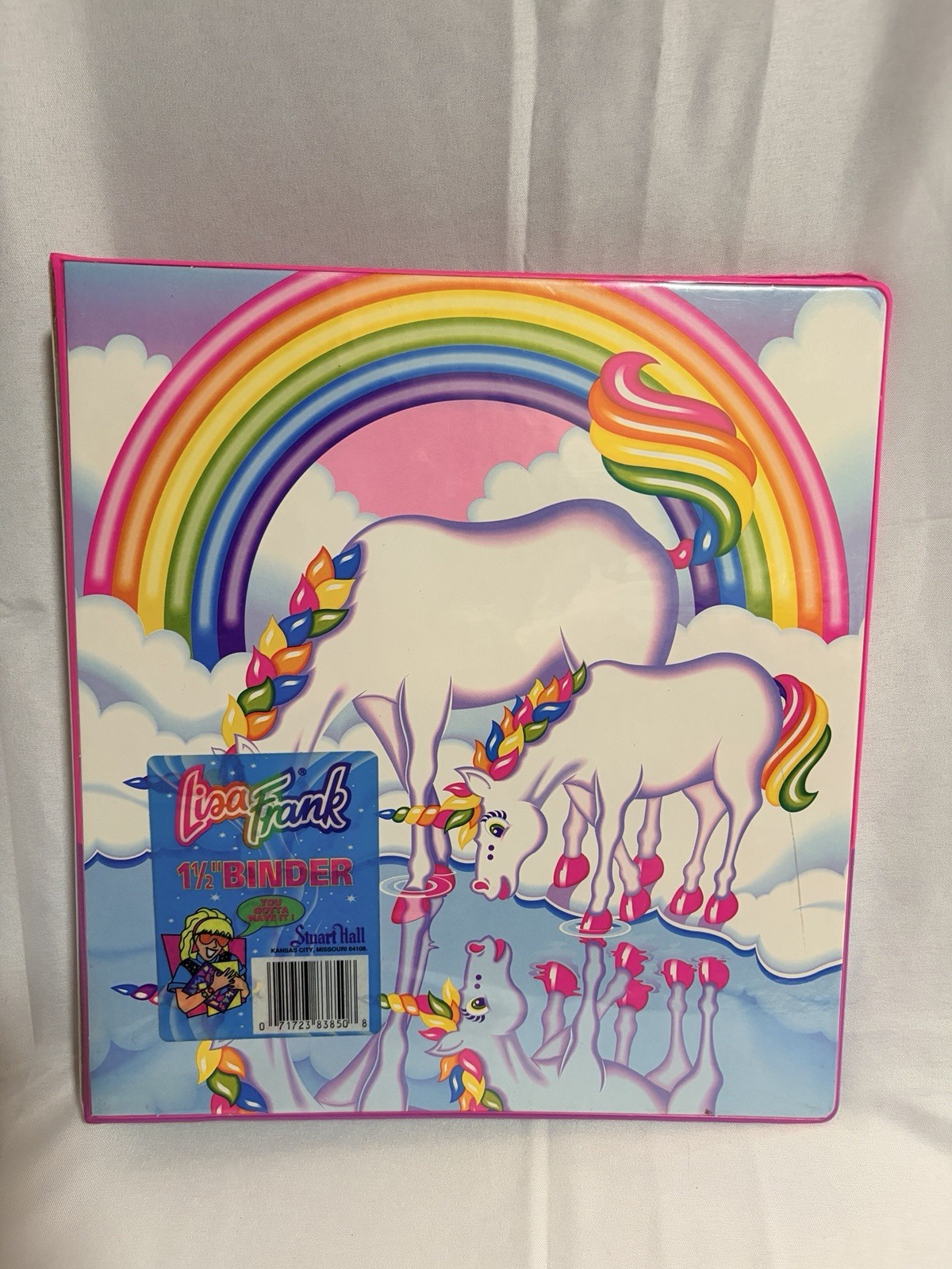 LISA FRANK VINTAGE UNICORN BINDER 3 RING Stuart Hall USA Airfluff Island Rainbow