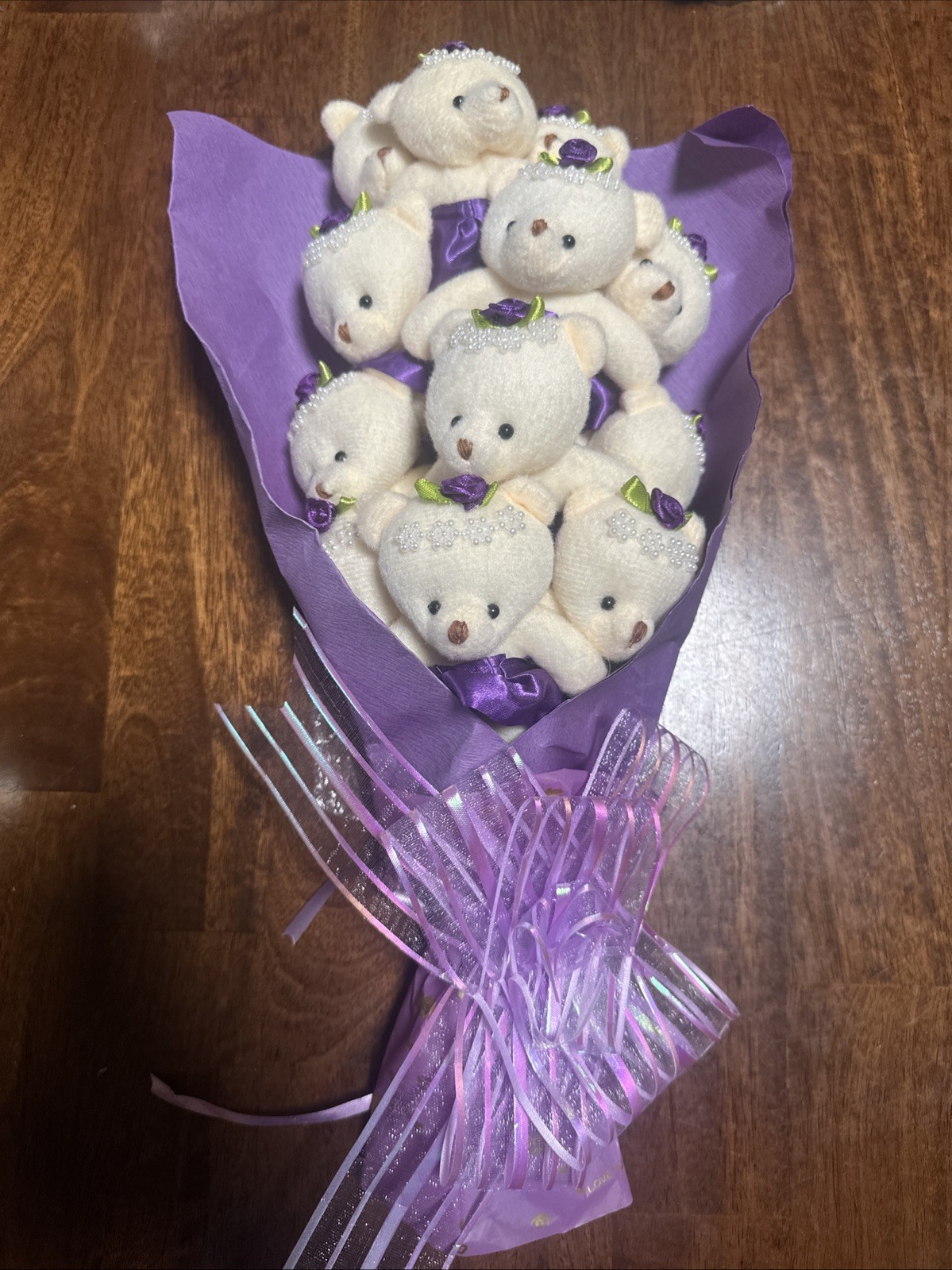 Plush Teddy Bear Bouquet - Purple