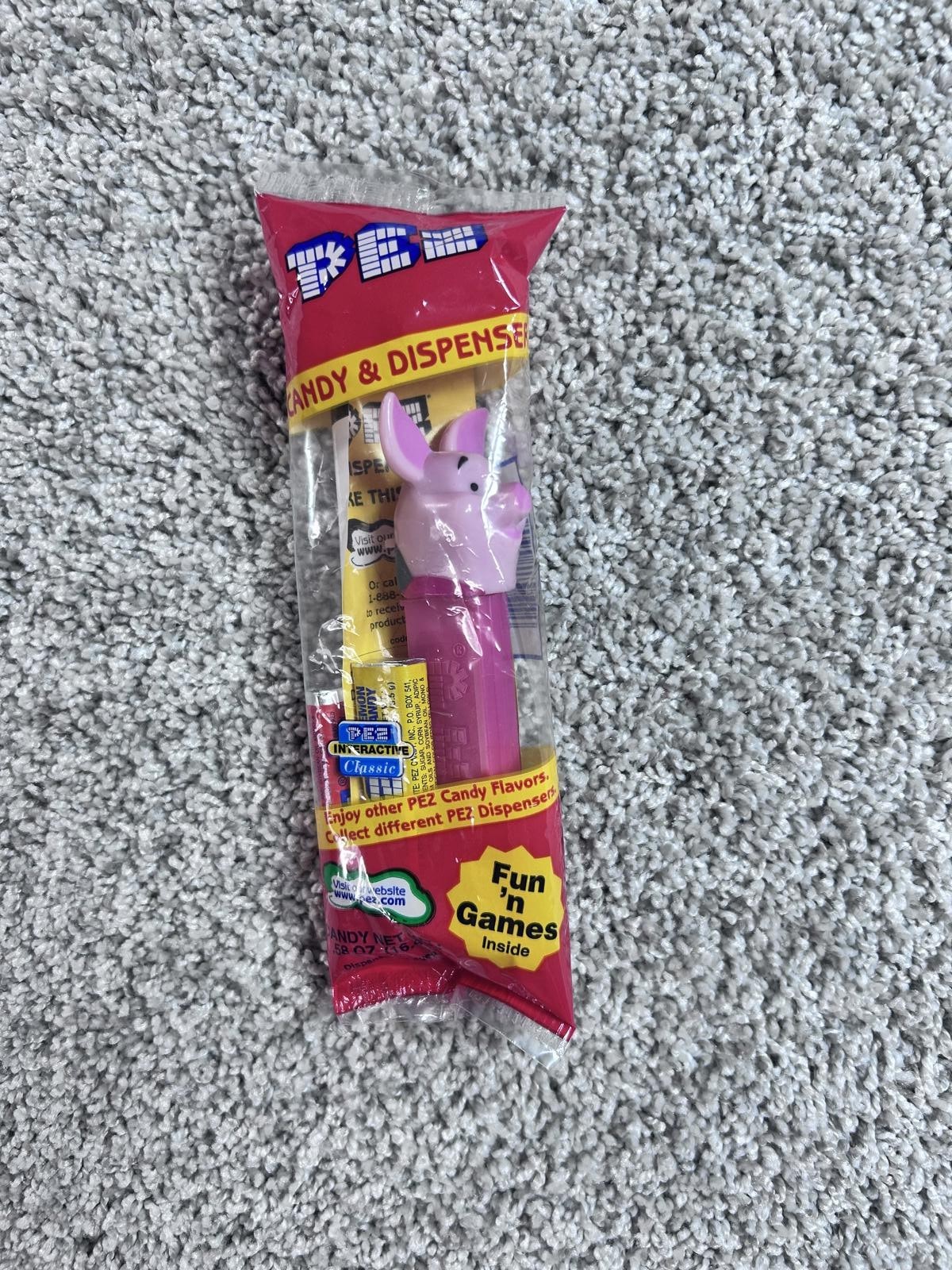 PEZ Candy Dispenser Pink Elephant with Candy & Games Inside