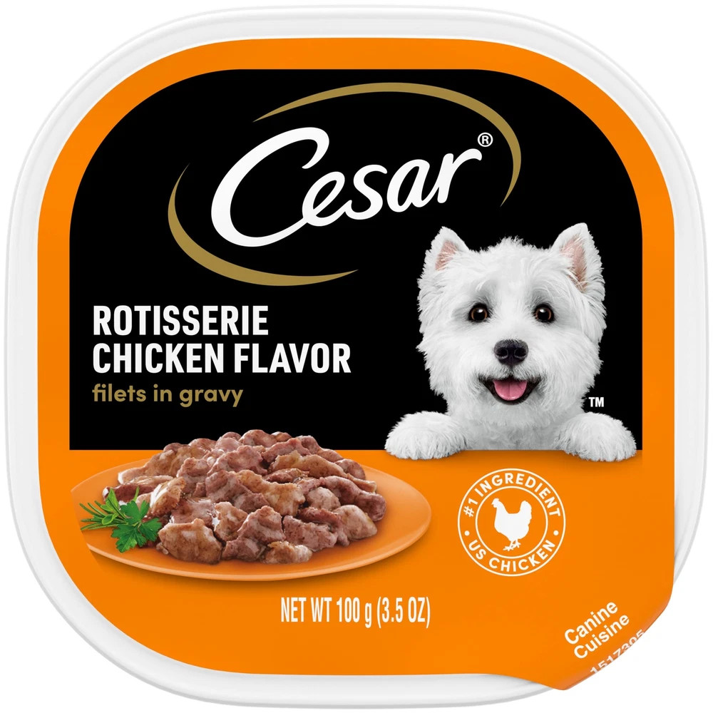 Cesar Filets in Gravy Rotisserie Chicken Wet Dog Food 24 Pack 3.5 Ounce