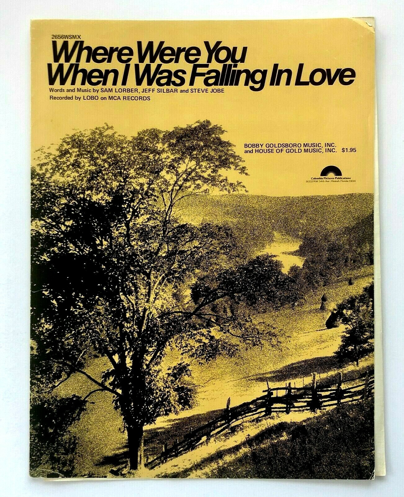 Where Were You Falling In Love 1979 Lobo Sheet Music Piano Guitar 70s Groovy Vtg