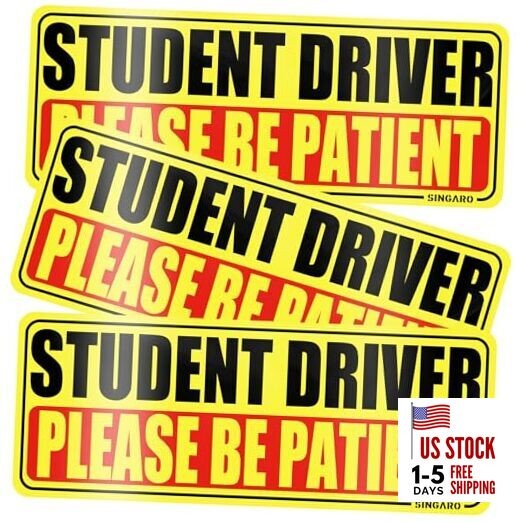 Magnet for Car - Please Be Patient, 3Pcs Magnetic Reflective Student Driver