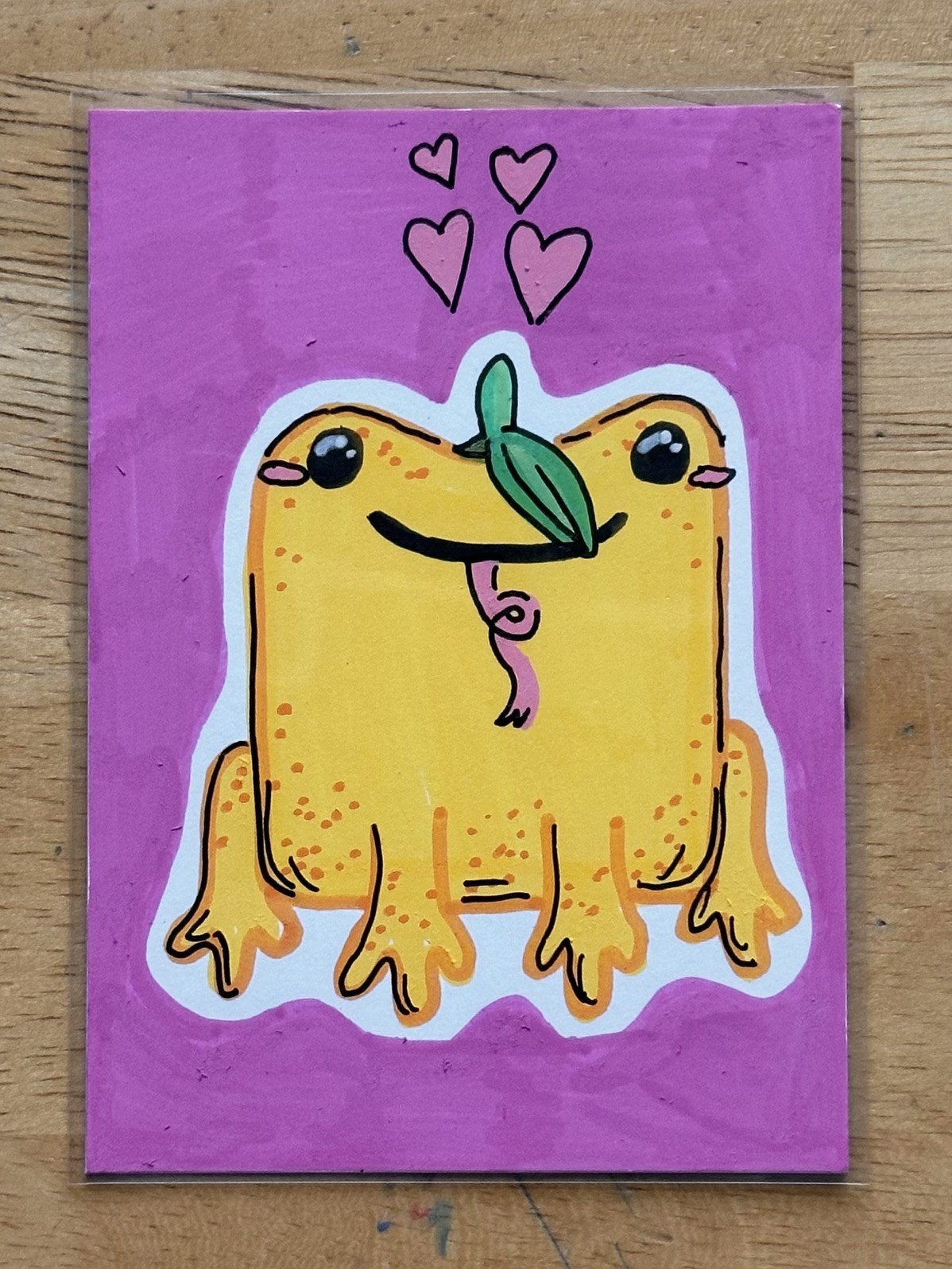 Original ACEO Art Card Lemon Frog “Froglemon ” (2.5”x3.5”) by Taylor Green