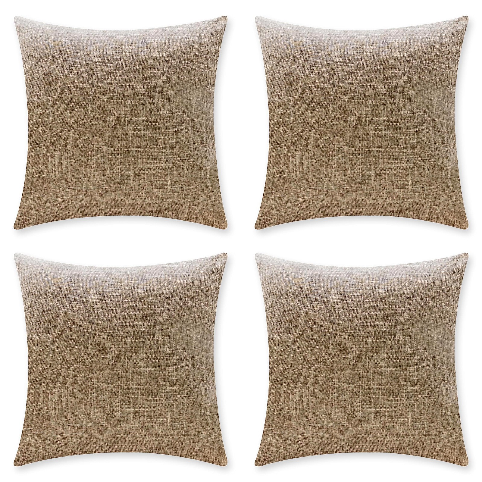Linen Throw Pillow Covers 18x18 Set of 4 Decorative Farmhouse Throw Pillow Ca...