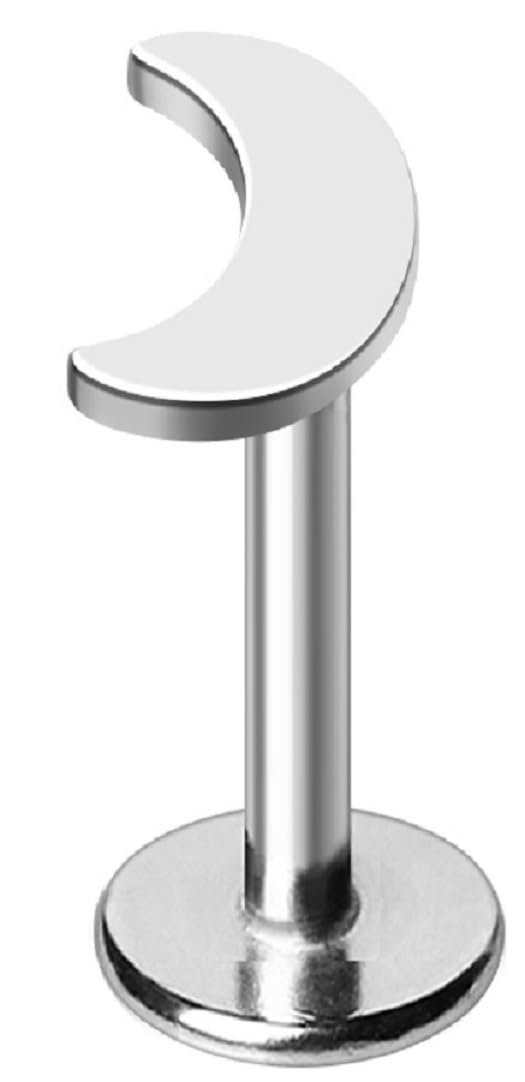 Labret Monroe Flat Back Piercing with Crescent Moon Top, 316L...