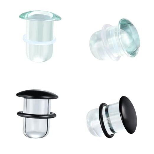 Glass Ear Stretching Kit Single Flare Plugs & Rubber Rings Unique 1mm 14mm