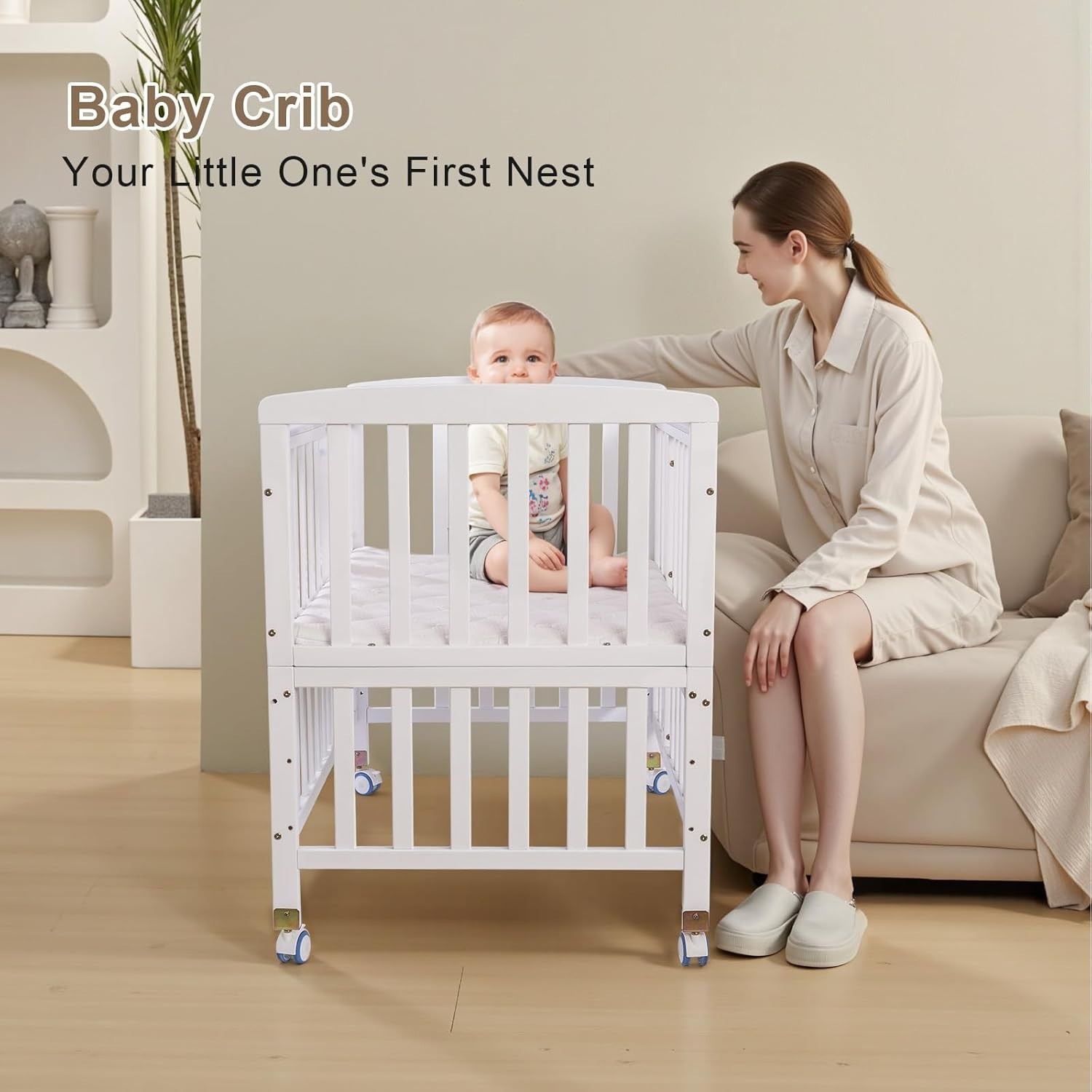 Baby Bassinets Bedside Sleeper  Portable Baby Crib Bedside Bassinet with Mattres