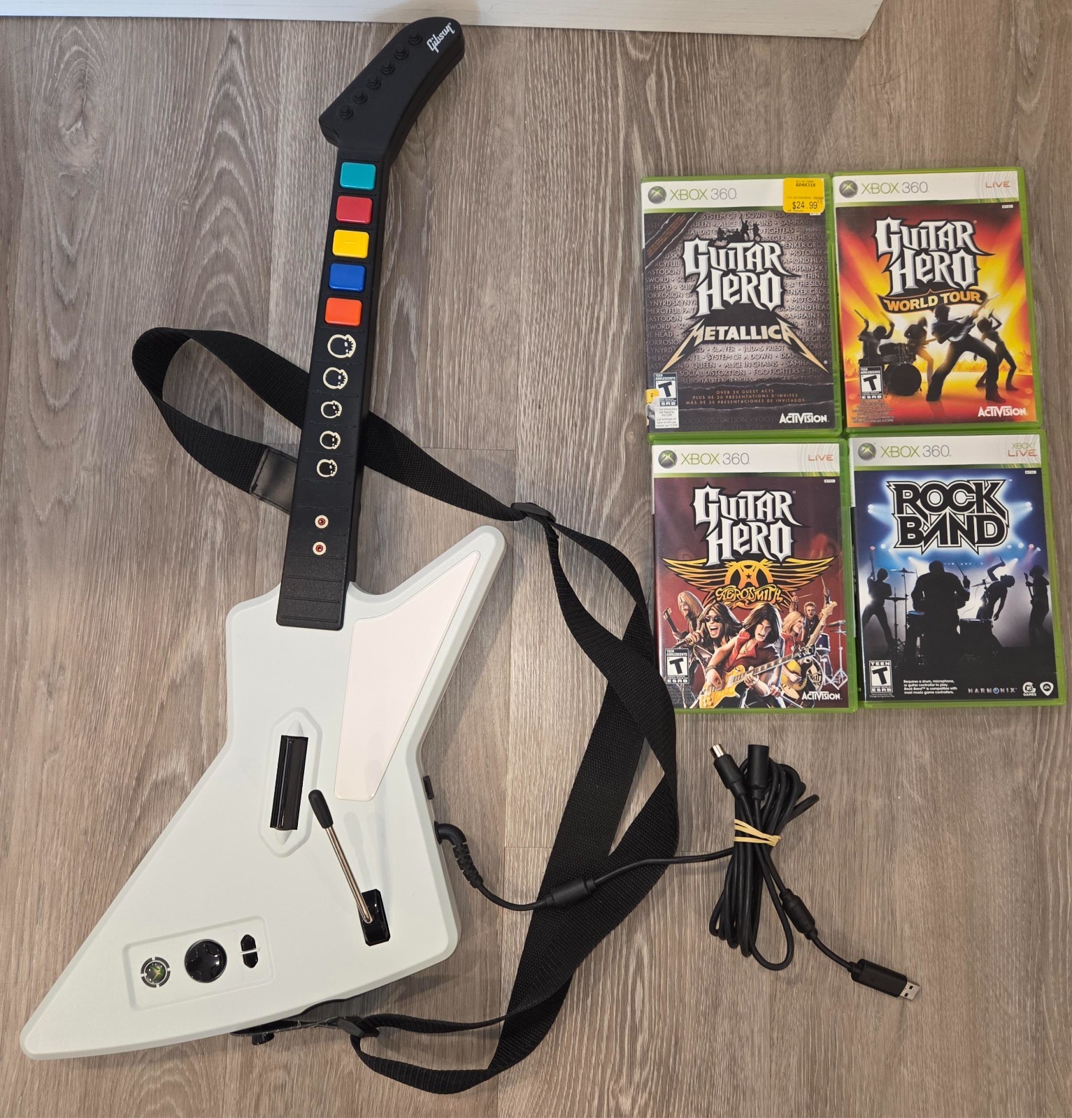 X-Plorer Guitar Hero Xbox 360 Wired Controller 95157.805 Red Octane With Games
