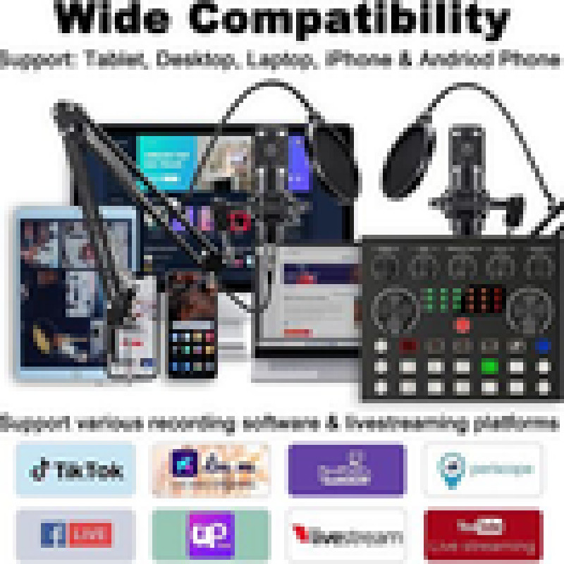 BM-800 Podcast Bundle - Home Studio Kit: Mixer, Headphones, Vocal Recording
