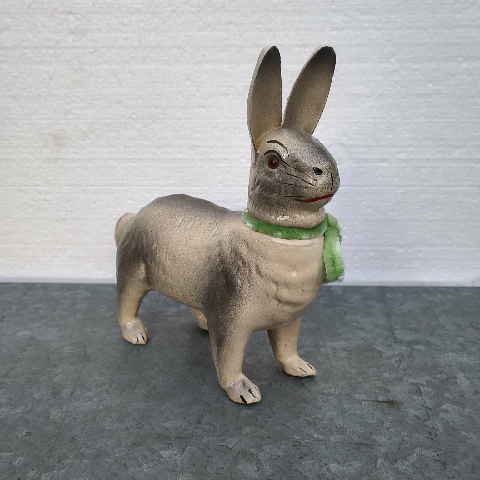 Antique German paper mache Easter bunny candy container deadstock old store coll
