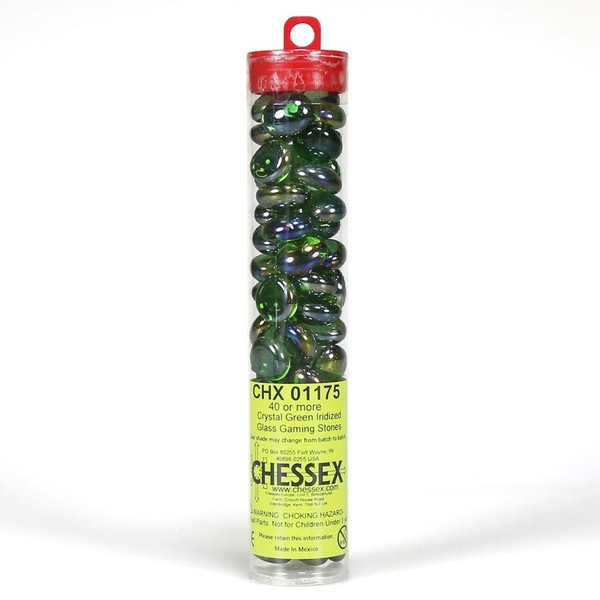 Chessex Glass Stones Tube Crystal Green Iridized 40 Multic