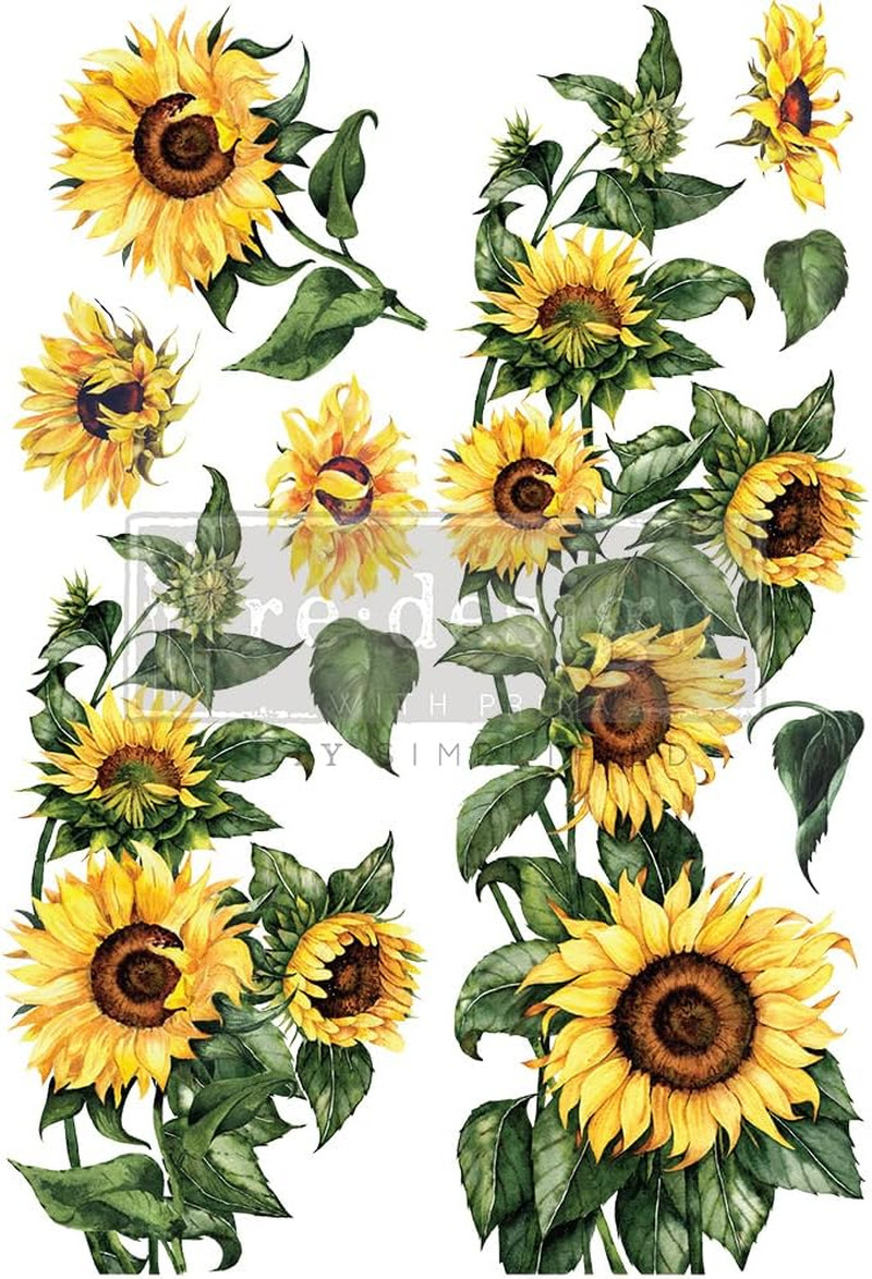 Redesign with Prima Decor Transfers® Sunflower Total Sheet Size 24X35,Cut into 2