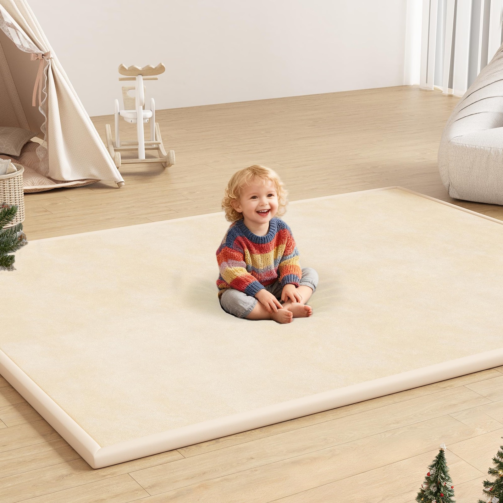 Baby Play Mat 1.3 Thick Memory Foam Tummy Time 71 x79 Coral Velvet Floisdace