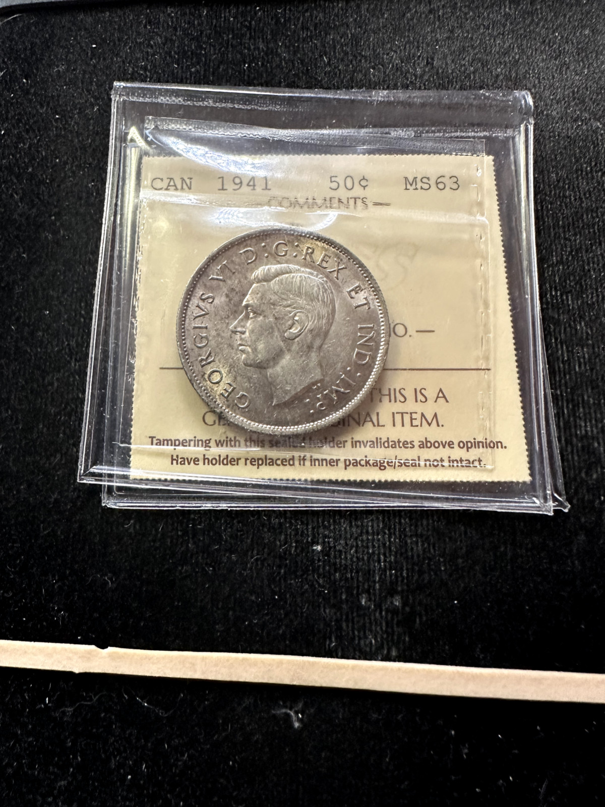 1941  ICCS Graded Canadian ¢50 Cent, **MS-63** #XZG 342