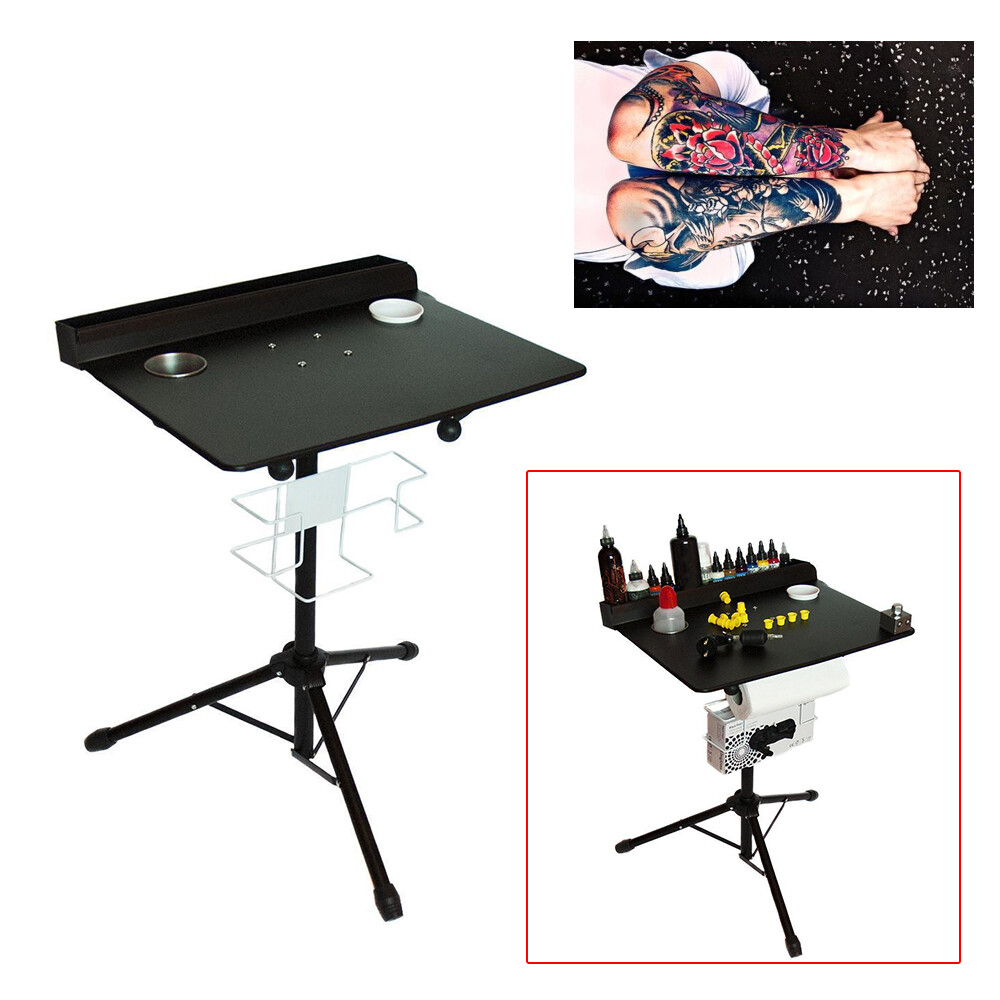Large Mobile Tattoo Work Station Stand Salon Beauty Desk Table Adjustable Height
