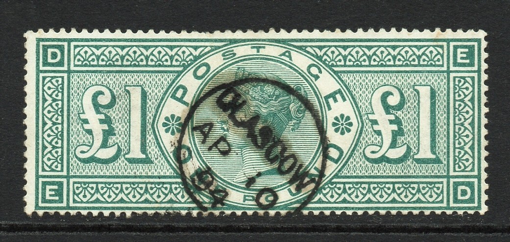 GB QV 1891 SG212 £1 Green Fine Used Cat £800