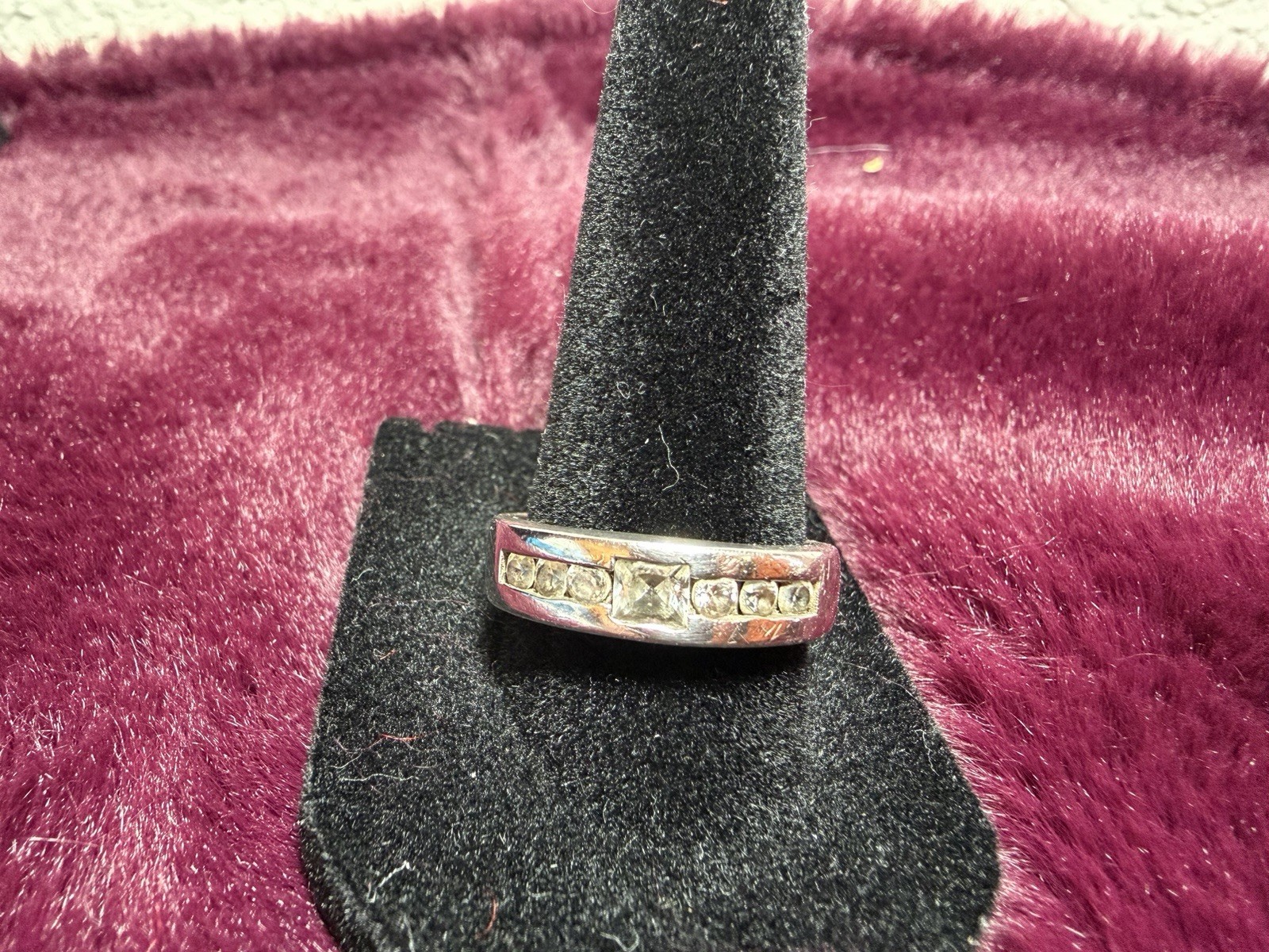 925 Gold-Plated Sterling Silver Wedding Band Ring, CZ, Size 9