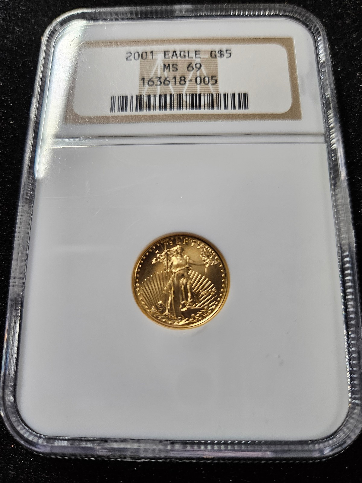 🌟 2001 $5 1/10 oz American Gold Eagle Coin NGC MS69 Scarce Vintage Date