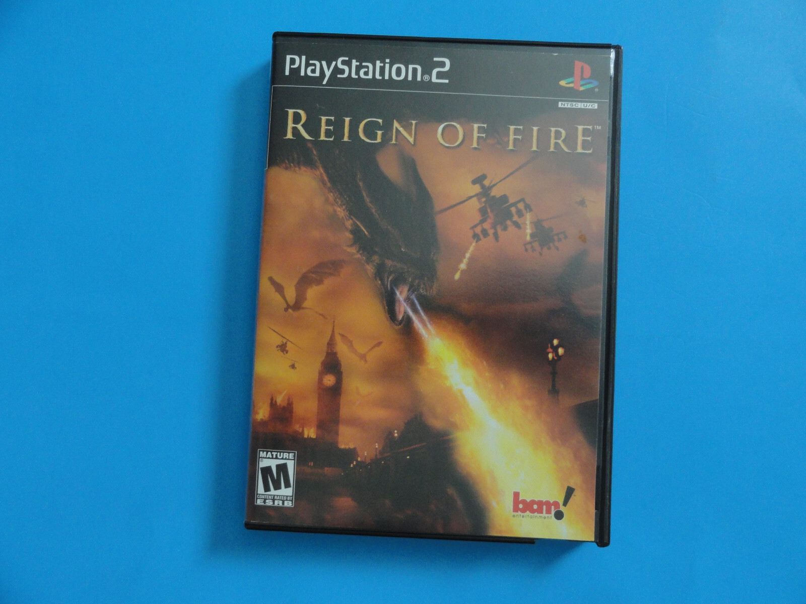 PS2 REIGN OF FIRE - ORIGINAL COVER ART IN BLOCKBUSTER VIDEO CASE