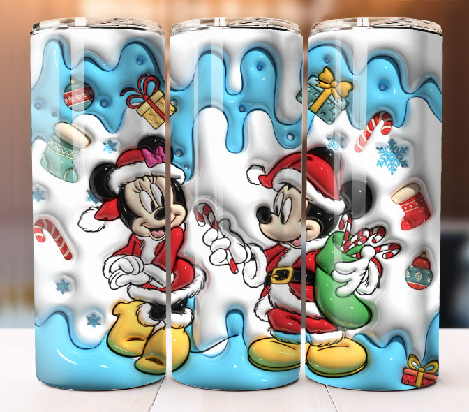 Christmas Mickey and Minnie 3D Custom Cup Tumbler Mug 20 oz Stainless  Straw