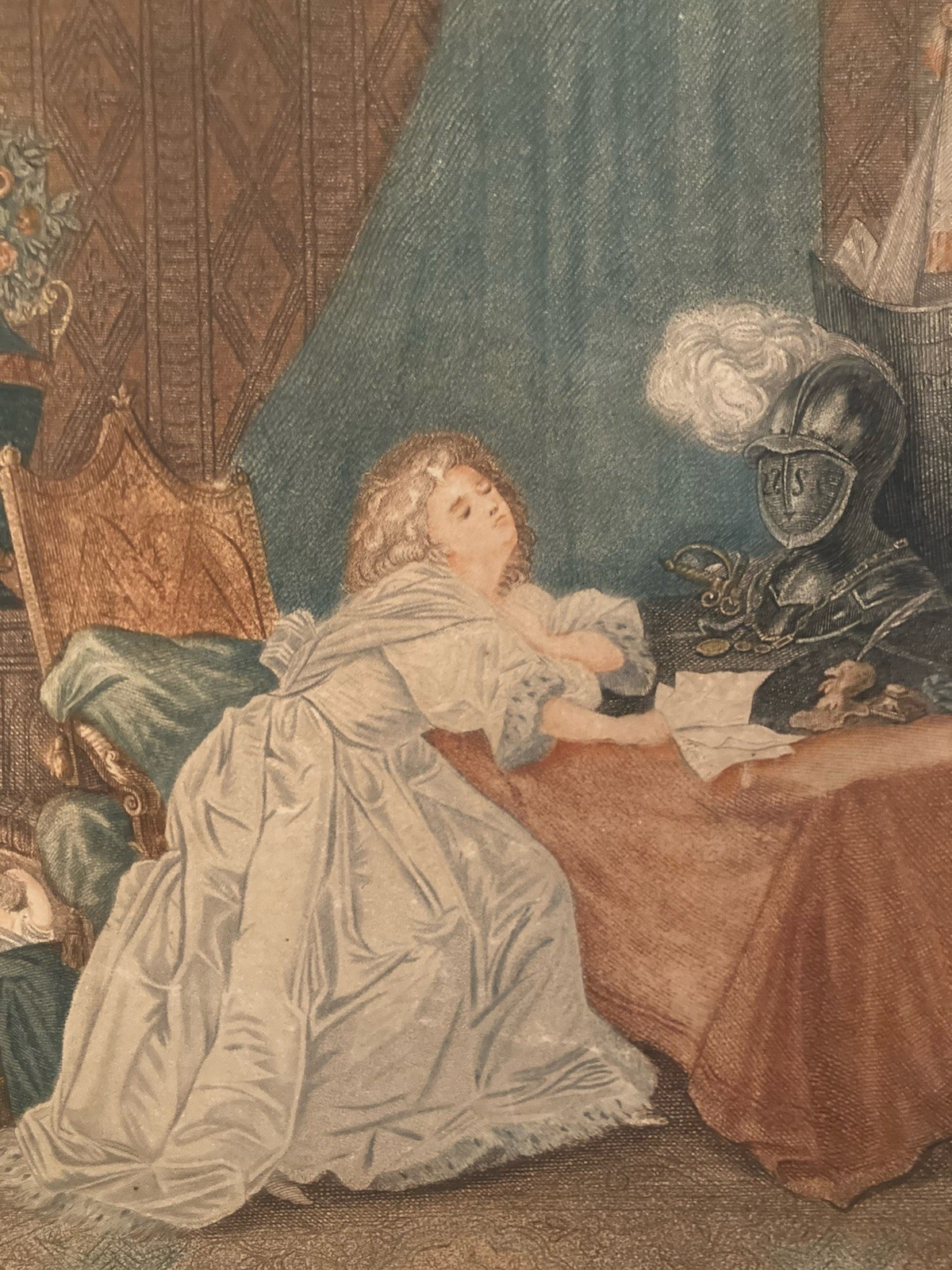 Engraving Gravure XVIIIe Geneviève De Brabant Augustin Legrand Original Old Art