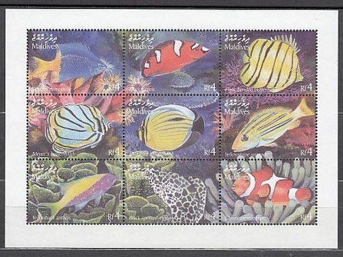 Maldives - Yvert Mail 3516/24 ** Mnh Fauna Fish